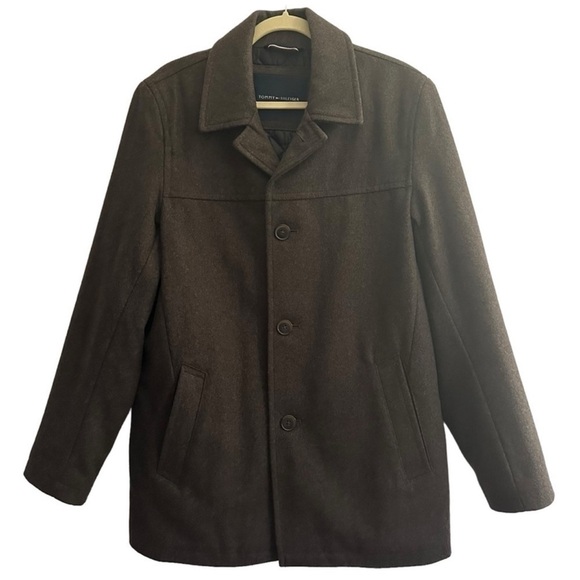TOMMY HILFIGER BROWN MELTON WOOL WALKING
COAT SIZE SMALL - Picture 4 of 14